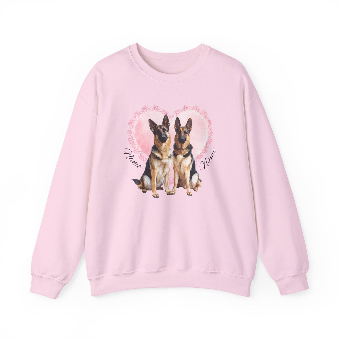 Personalized 2 German Shepherd Lace Heart Sweatshirt