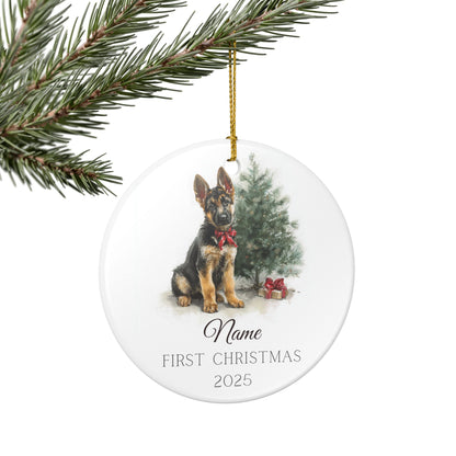 Puppy’s First Christmas Ornament – German Shepherd Edition