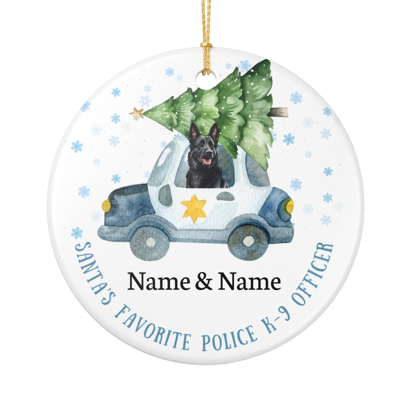 Santa’s Favorite Black K-9 Officer Custom Ceramic Ornament