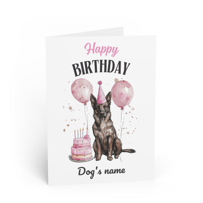 Custom Name Pink Sable GSD Birthday Card