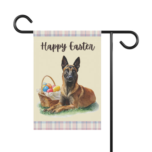 Happy Easter Belgian Malinois Plaid Banner
