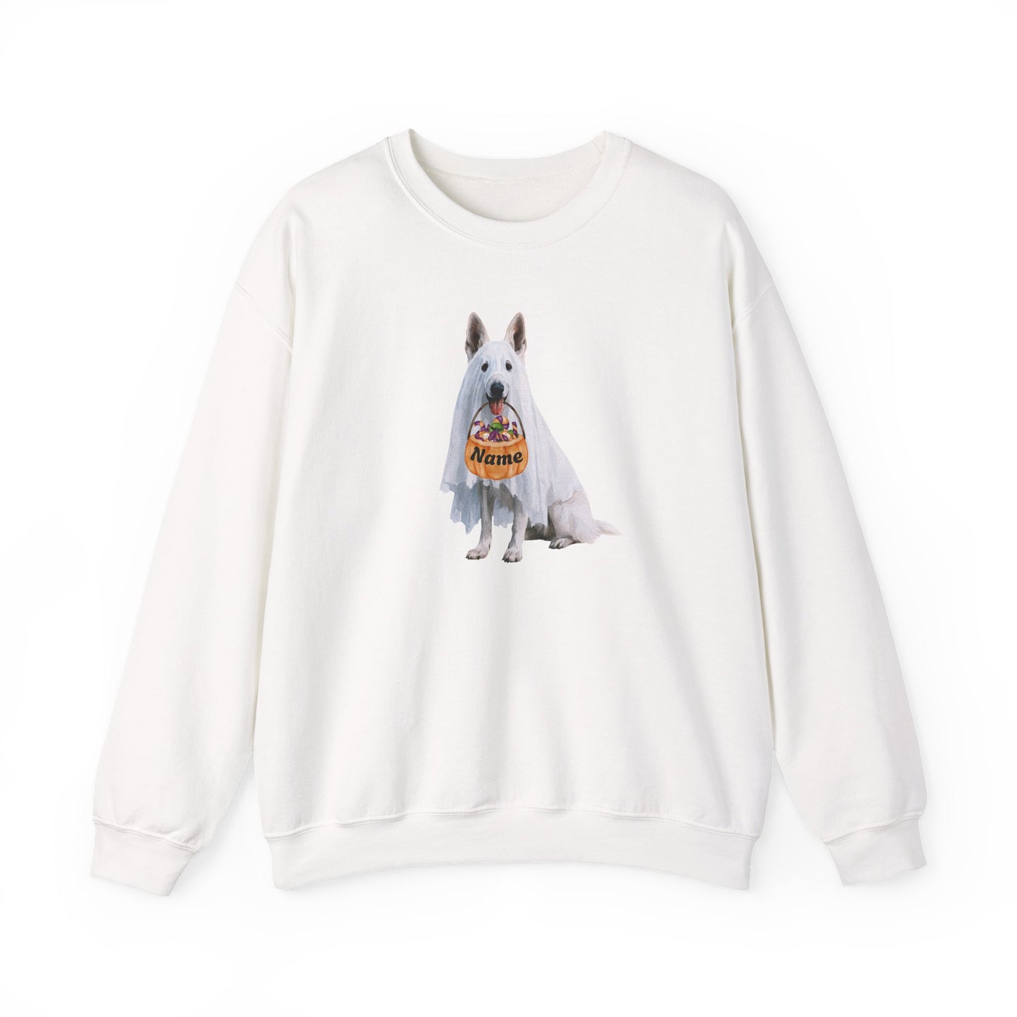 Personalized Ghost White Shepherd Halloween Sweatshirt