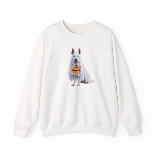 Personalized Ghost White Shepherd Halloween Sweatshirt