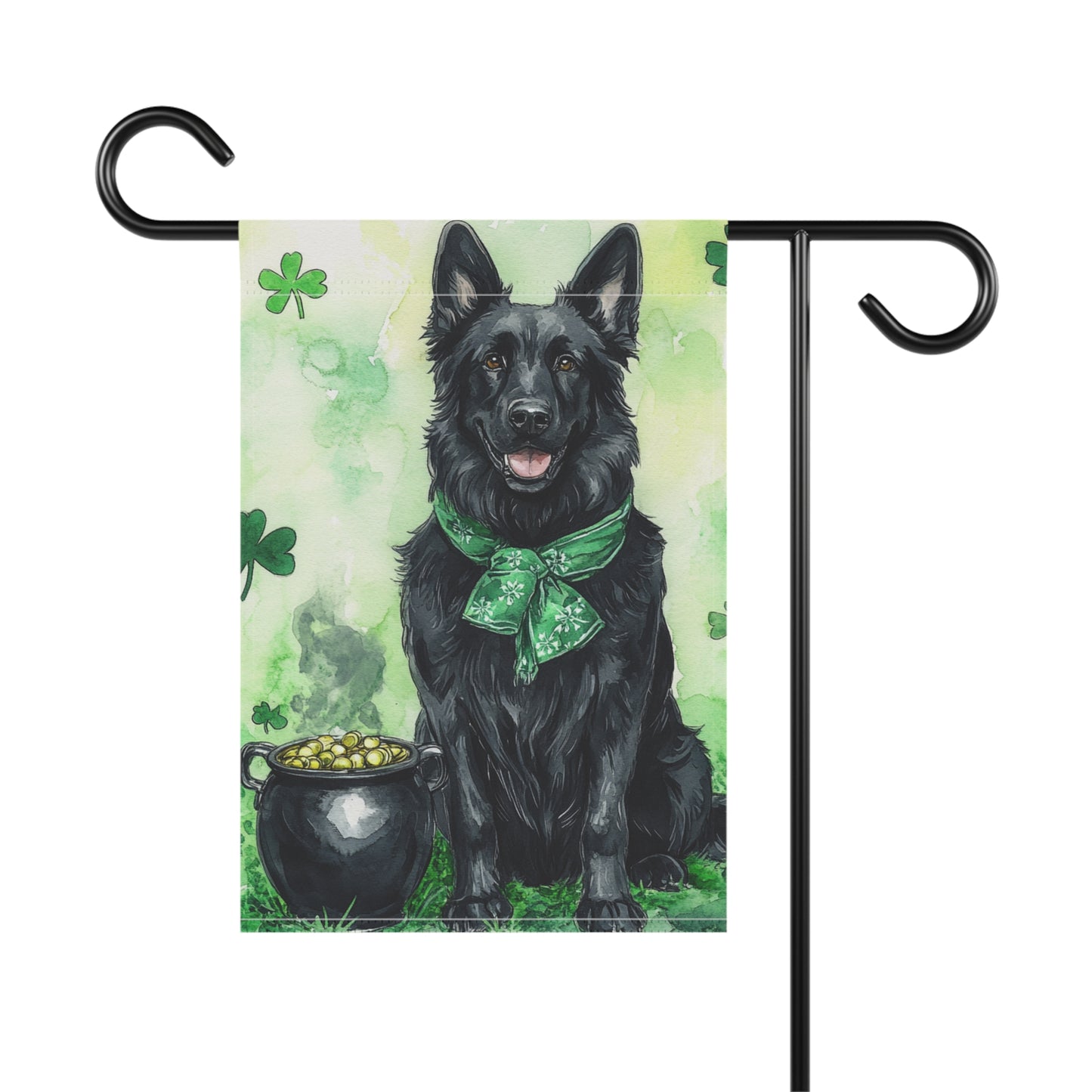 St. Patrick's Day Black GSD Banner