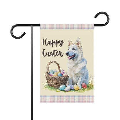 Happy Easter White GSD Plaid Banner