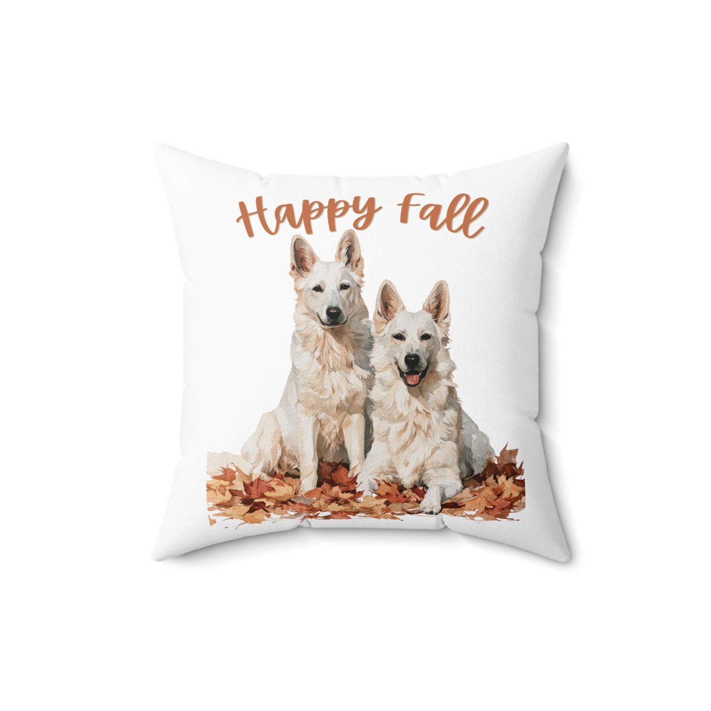 Happy Fall White German Shepherd Pillow