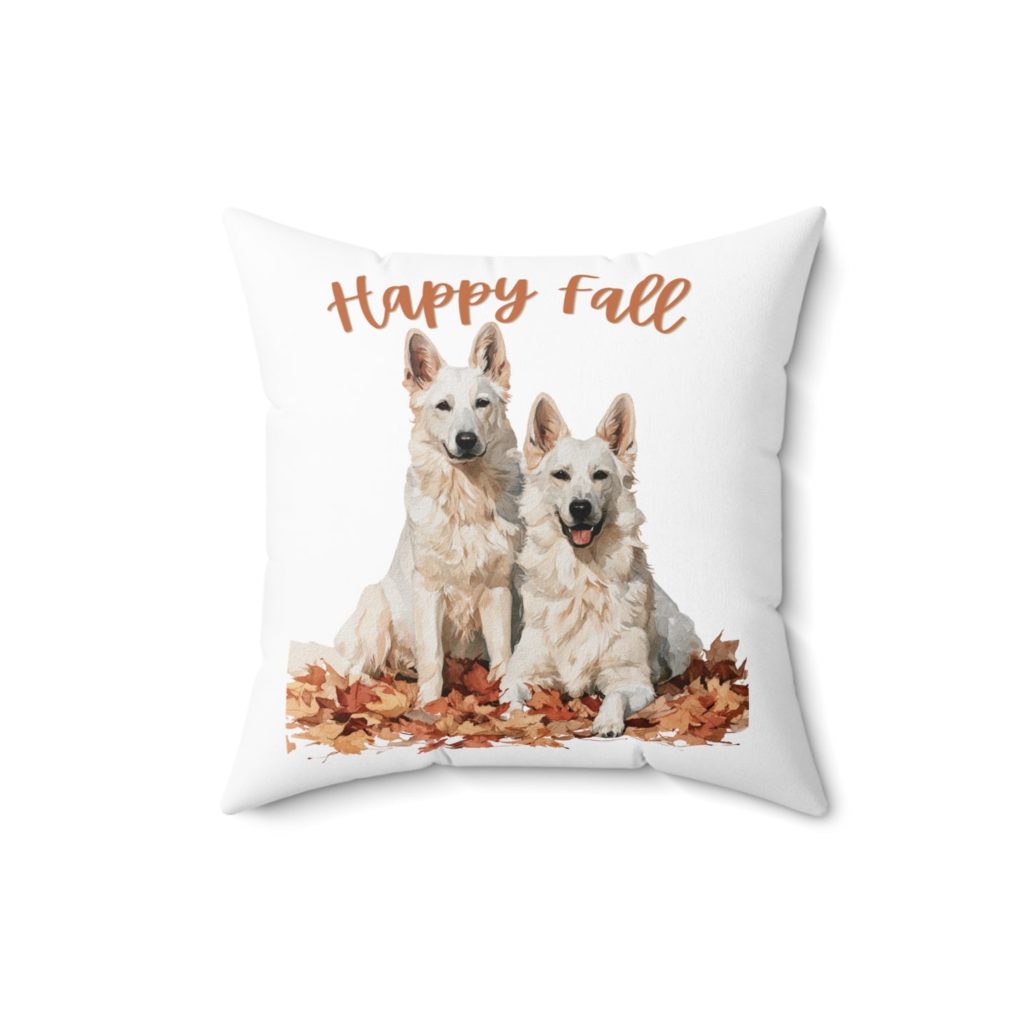 Happy Fall White German Shepherd Pillow
