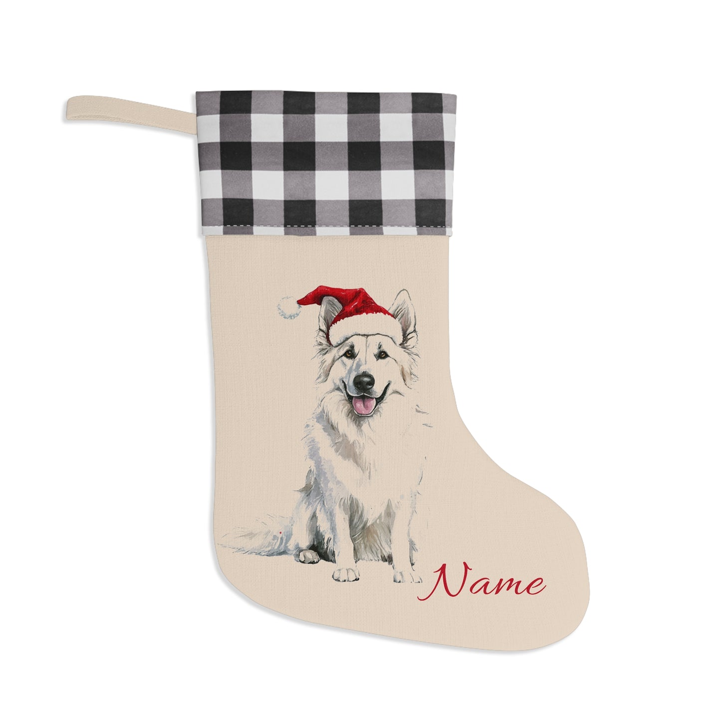 Custom White German Shepherd Stocking