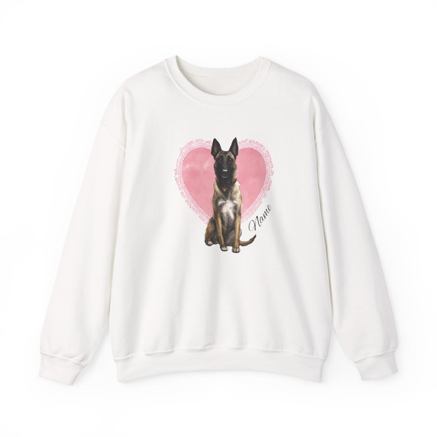 Personalized Belgian Malinois Shepherd Lace Heart Sweatshirt