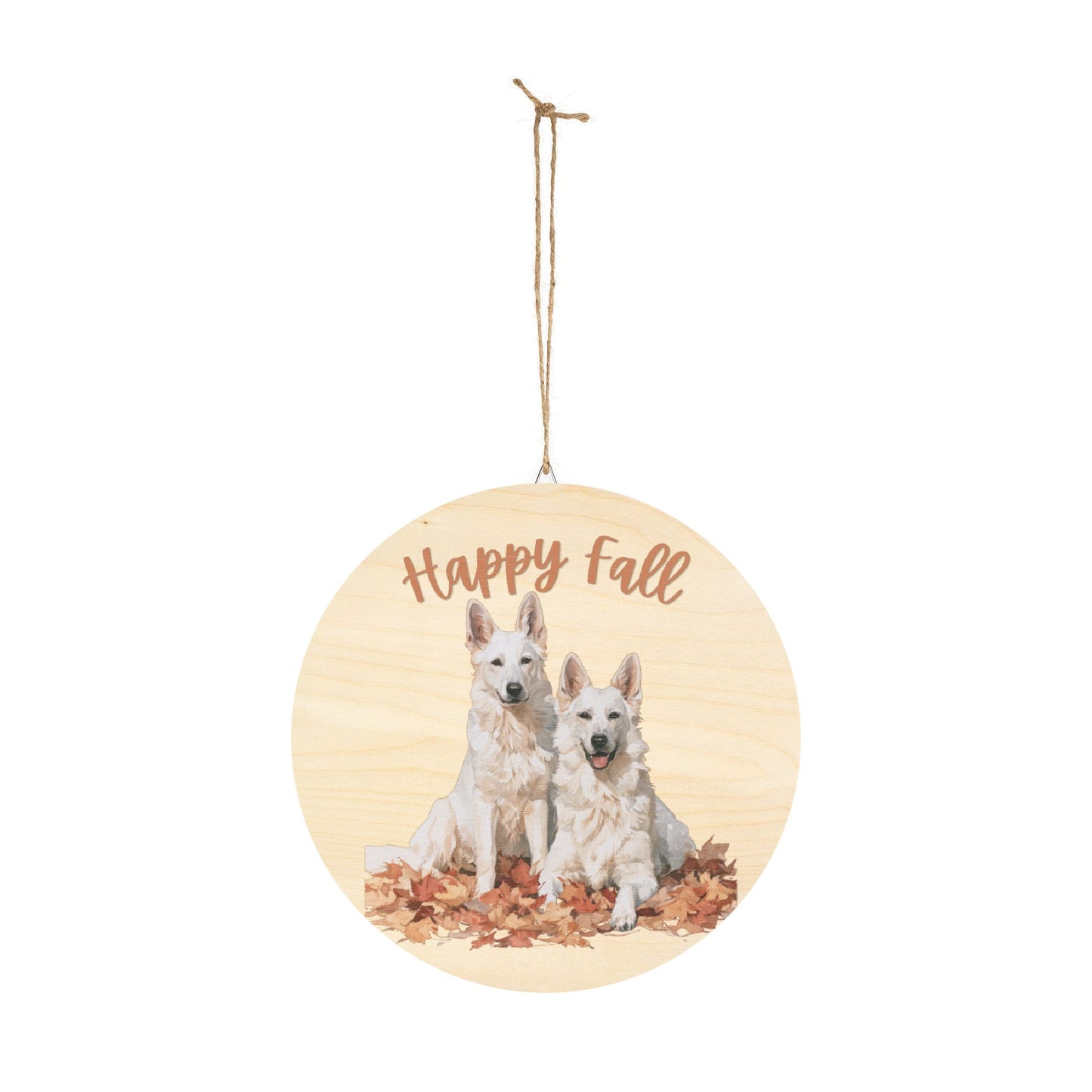 Happy Fall White German Shepherd Wooden Sign
