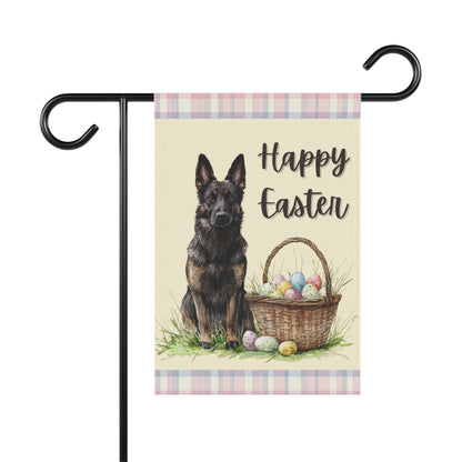 Happy Easter Sable GSD Plaid Banner