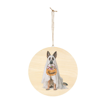 Personalized Ghost Shepherd Halloween Wooden Sign