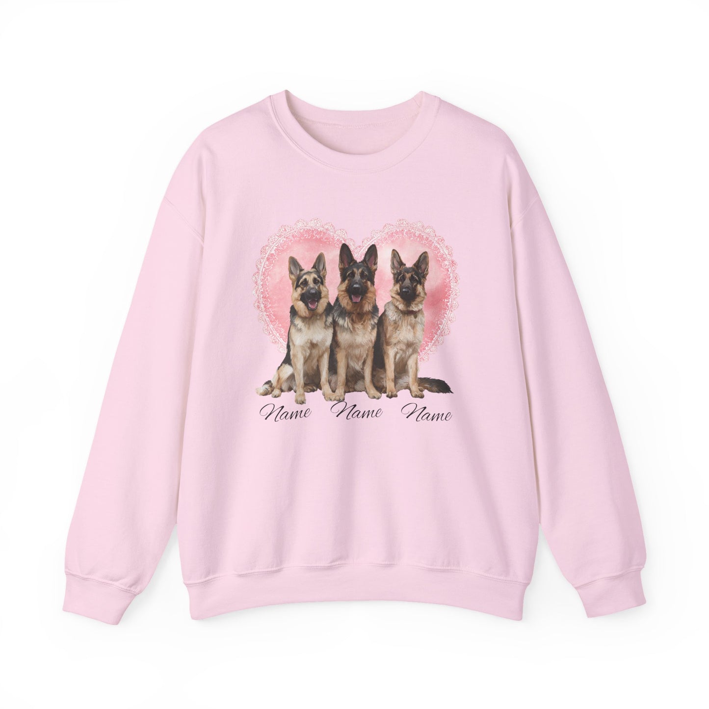 Personalized 3 German Shepherd Lace Heart Sweatshirt