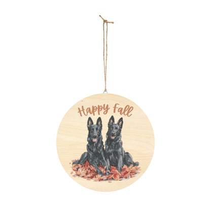 Happy Fall Black German Shepherd Wooden Sign