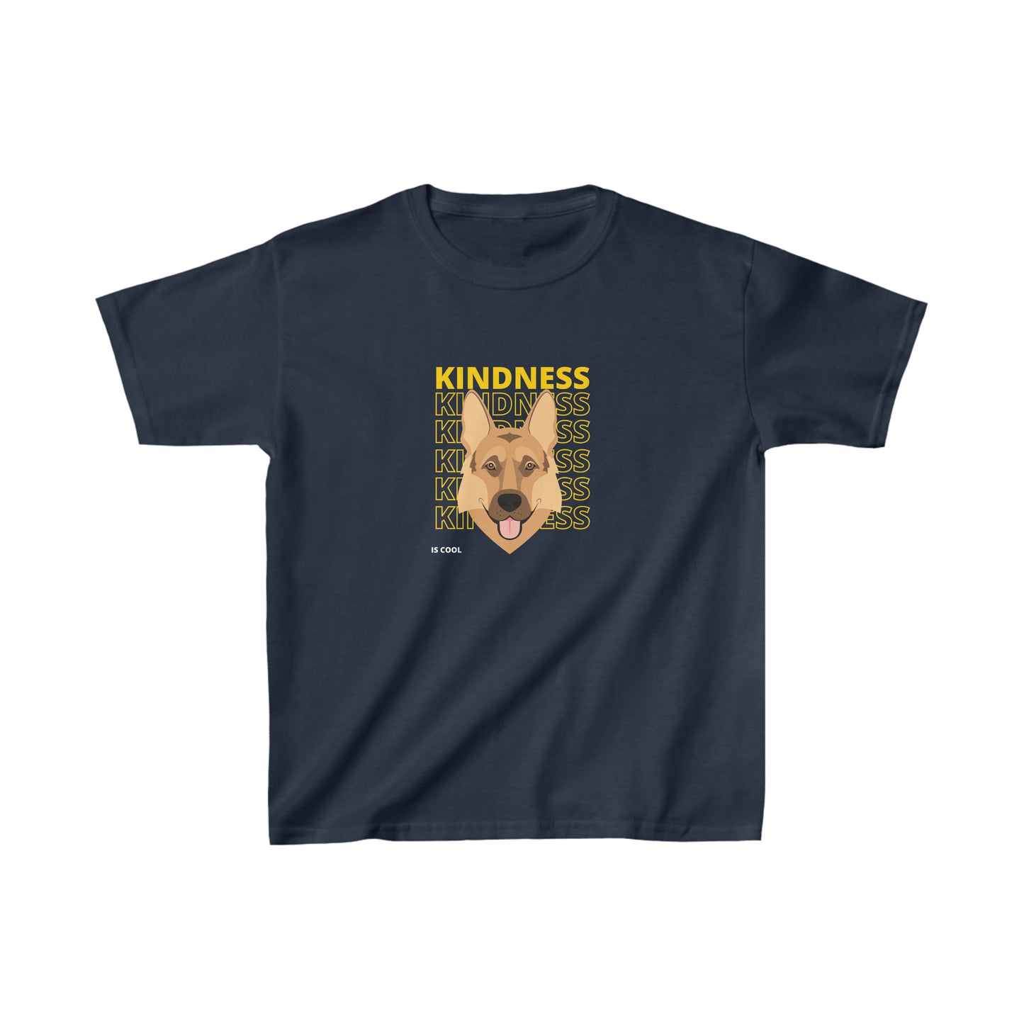 German Shepherd dog Kid's T-Shirt that says 'Kindness'