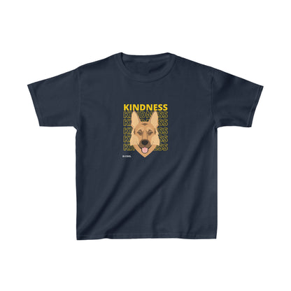 German Shepherd dog Kid's T-Shirt that says 'Kindness'