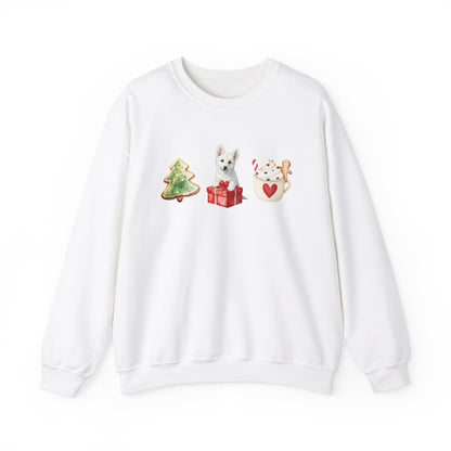 Christmas Pup White GSD Sweater