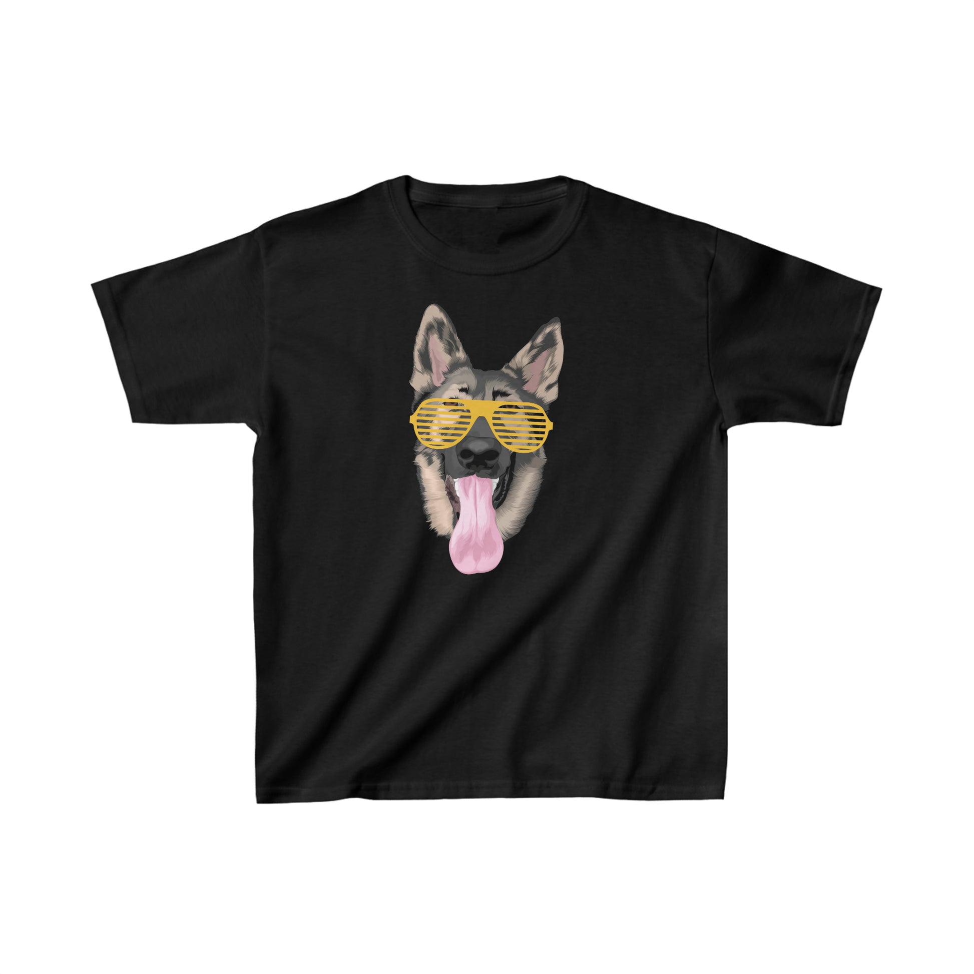 German Shepherd dog cartoon Kid's black T-Shirt