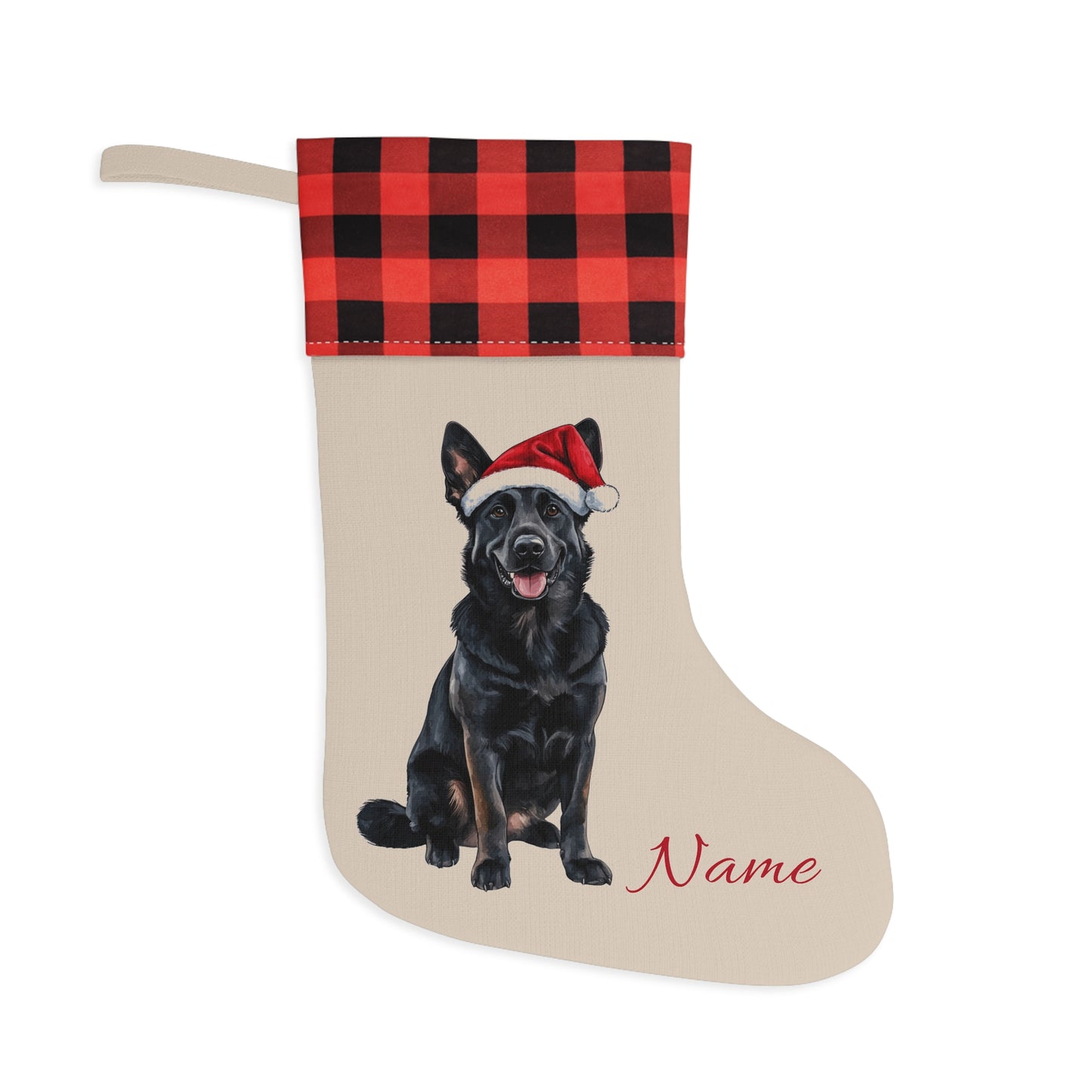 Custom Black German Shepherd Stocking