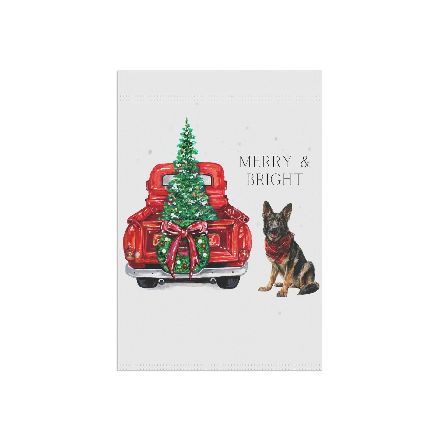 Merry and Bright Christmas Sable GSD Banner