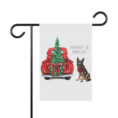 Merry and Bright Christmas Sable GSD Banner