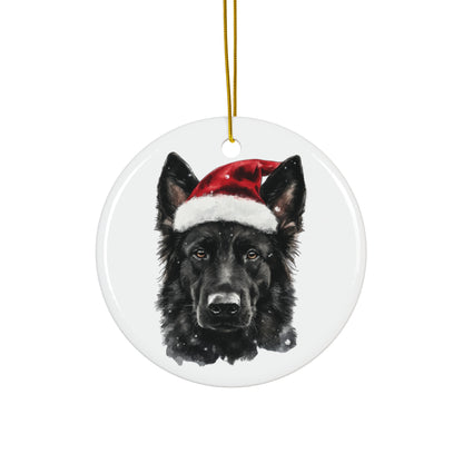 Black German Shepherd Christmas Ornament