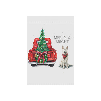 Merry and Bright Christmas White GSD Banner