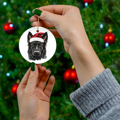 Black German Shepherd Christmas Ornament