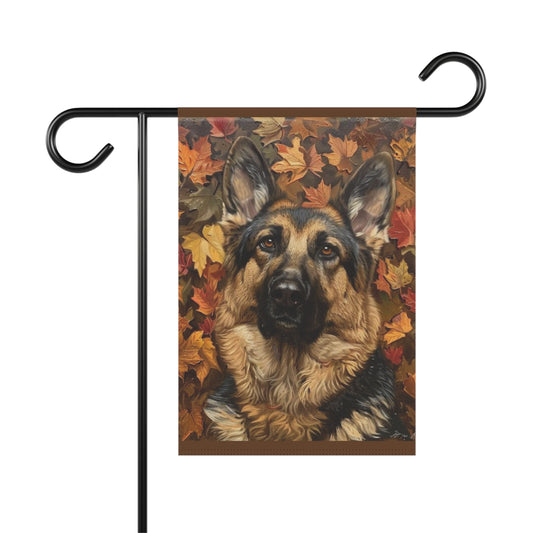 German Shepherd Fall Leaves Banner