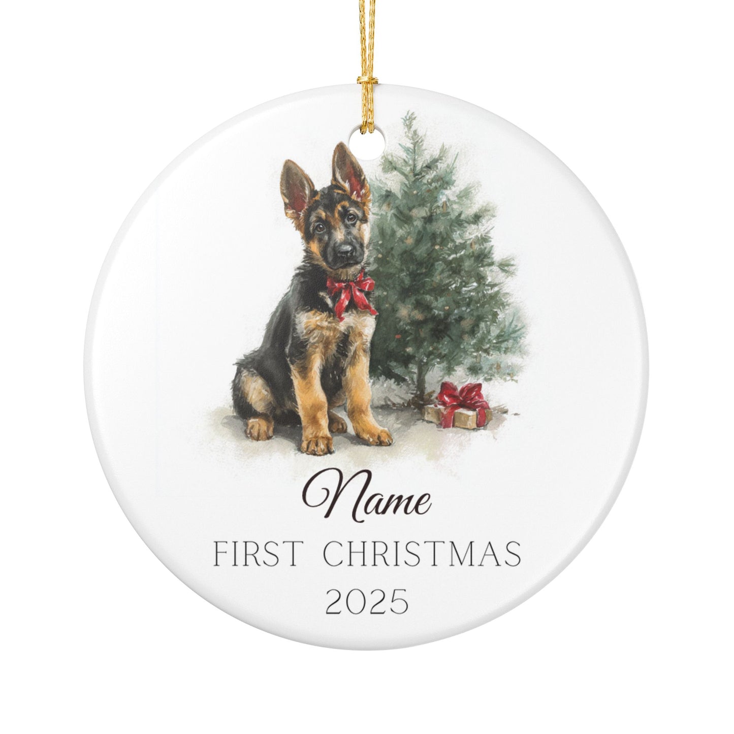 Puppy’s First Christmas Ornament – German Shepherd Edition