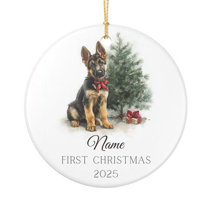 Puppy’s First Christmas Ornament – German Shepherd Edition