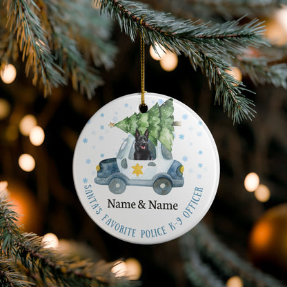 Santa’s Favorite Black K-9 Officer Custom Ceramic Ornament
