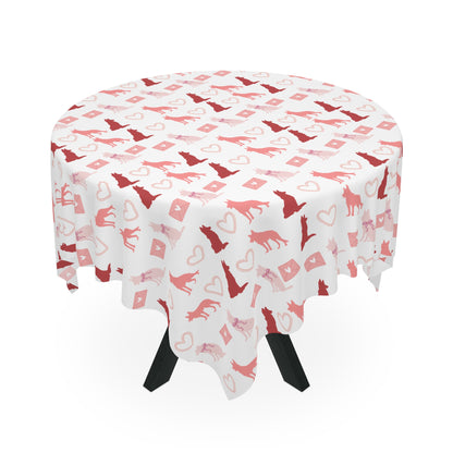 Valentine’s Day German Shepherd Tablecloth White
