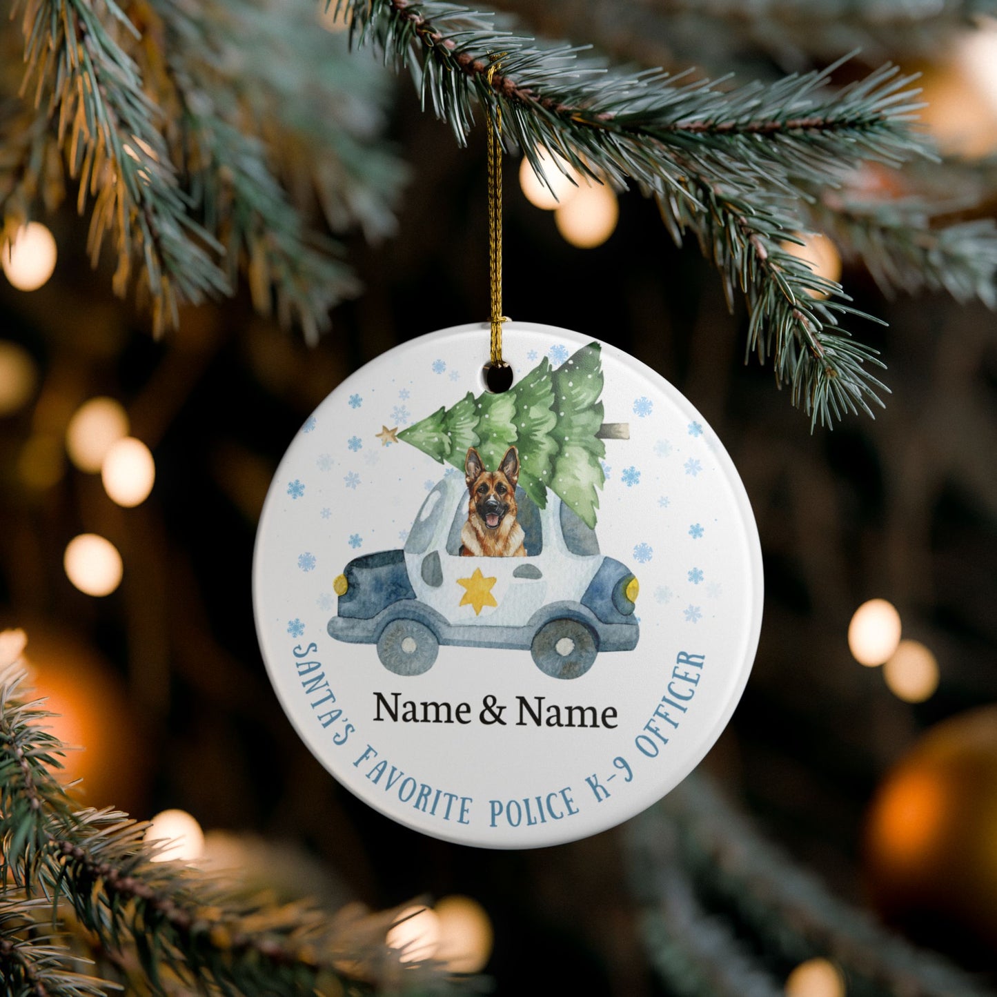 Santa’s Favorite K-9 Officer Custom Ceramic Ornament
