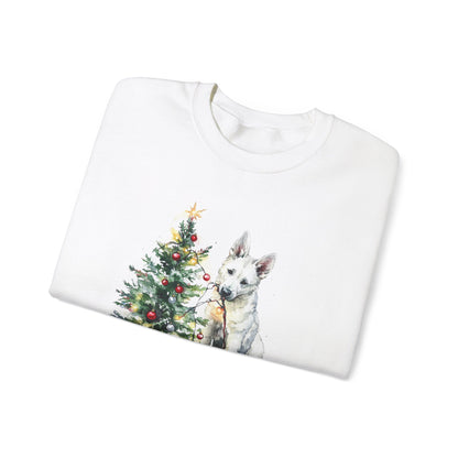 White GSD Christmas Lights Sweater