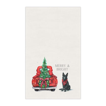 Merry and Bright Black GSD Christmas Kitchen Towel