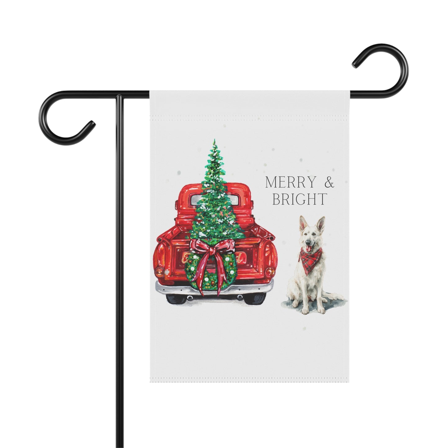 Merry and Bright Christmas White GSD Banner