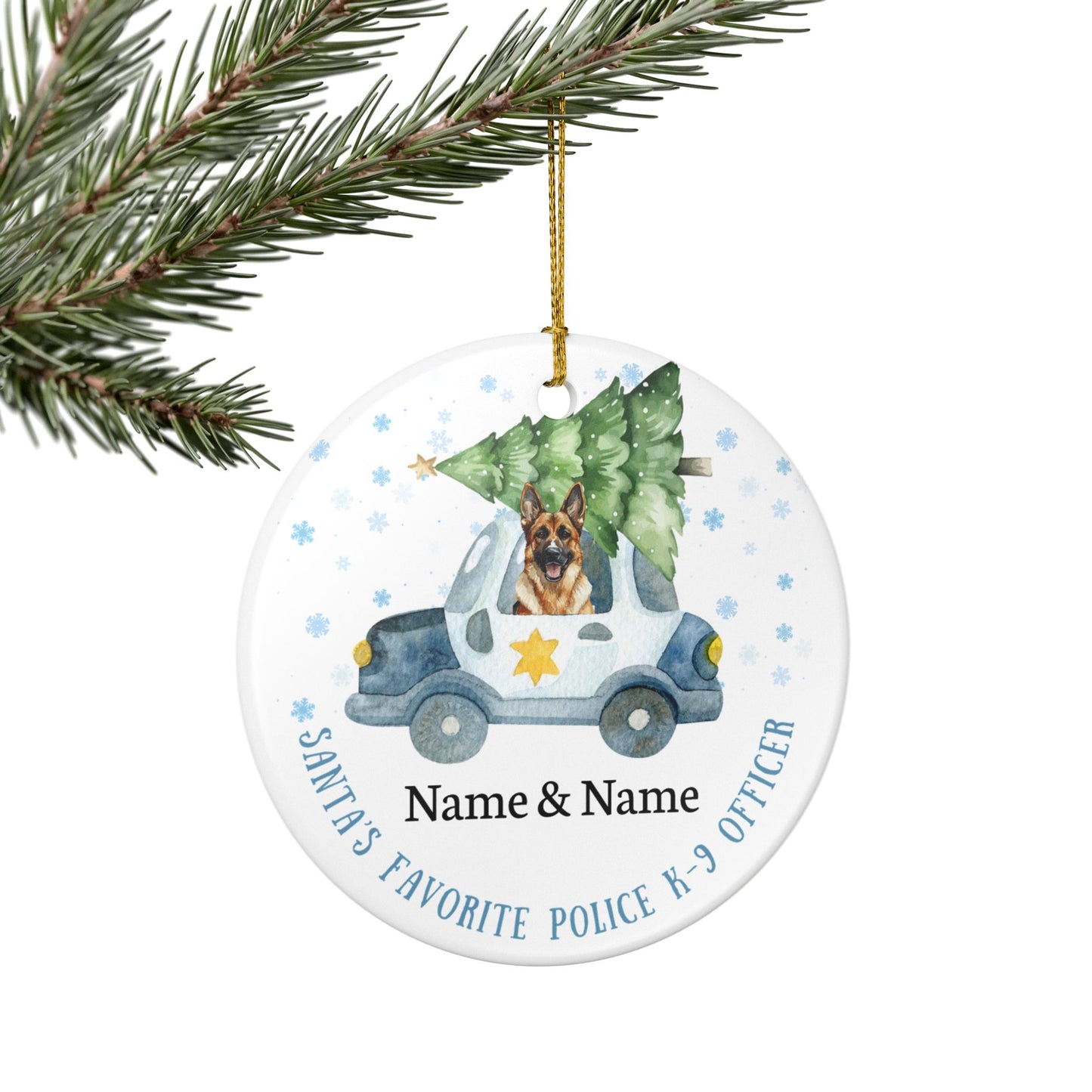 Santa’s Favorite K-9 Officer Custom Ceramic Ornament