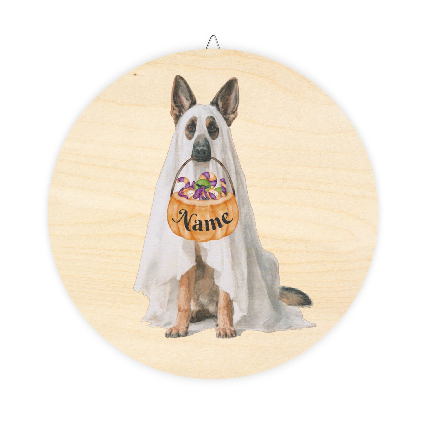 Personalized Ghost Shepherd Halloween Wooden Sign