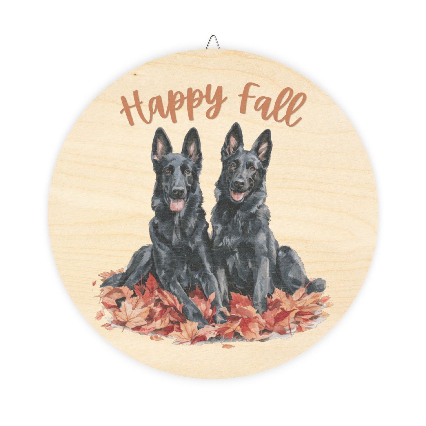 Happy Fall Black German Shepherd Wooden Sign