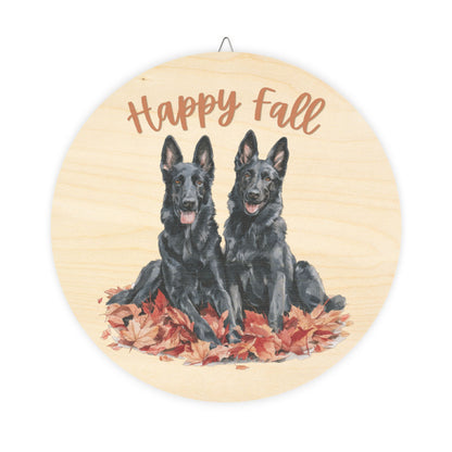 Happy Fall Black German Shepherd Wooden Sign