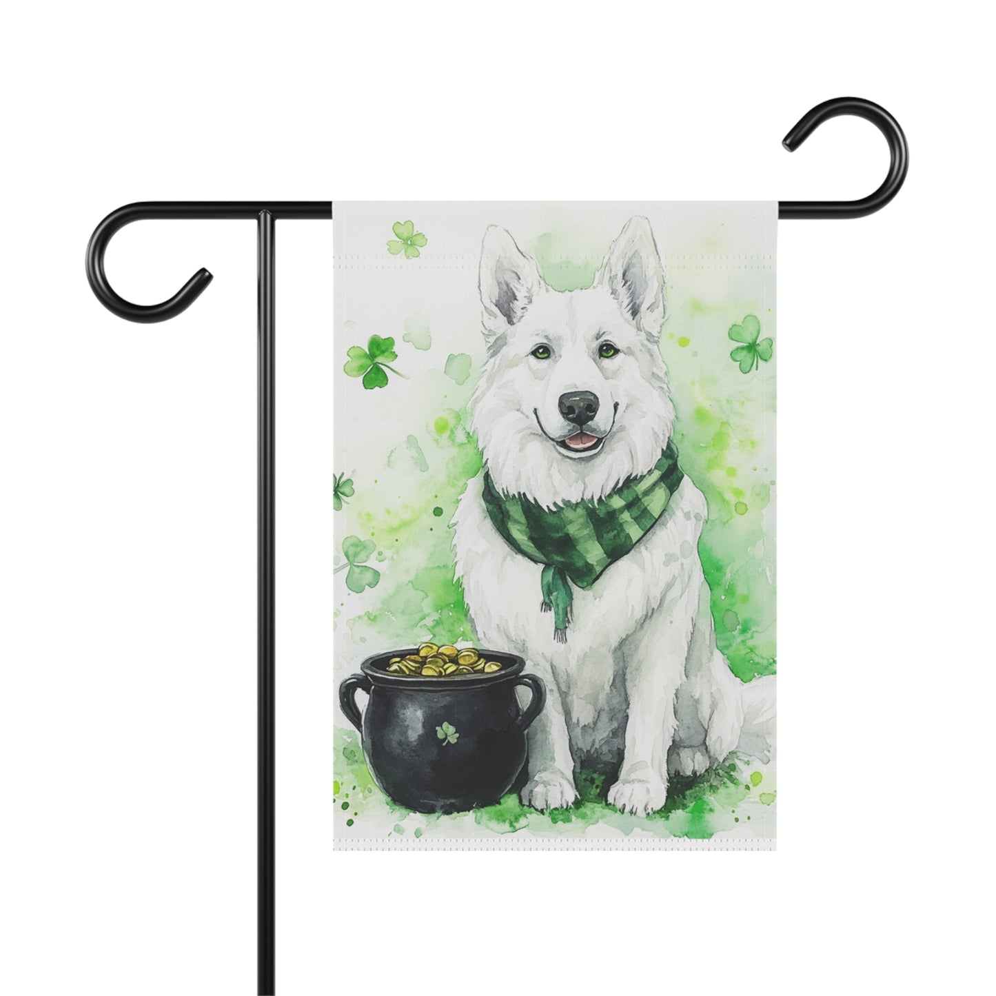 St. Patrick's Day White GSD Banner