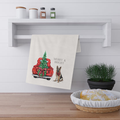 Merry and Bright GSD Christmas Kitchen Towel