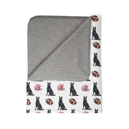 Black German Shepherd Dog Blanket soft comfy football season blanket, football pattern with helmets, football, german shepherd gifts