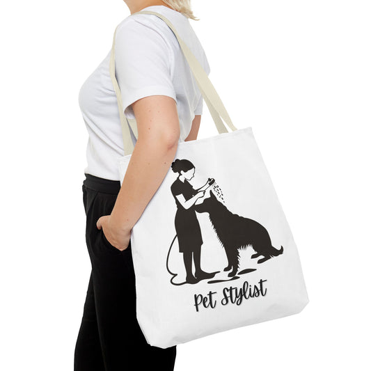 PET GROOMER GERMAN SHEPHERD WHITE TOTE BAG 