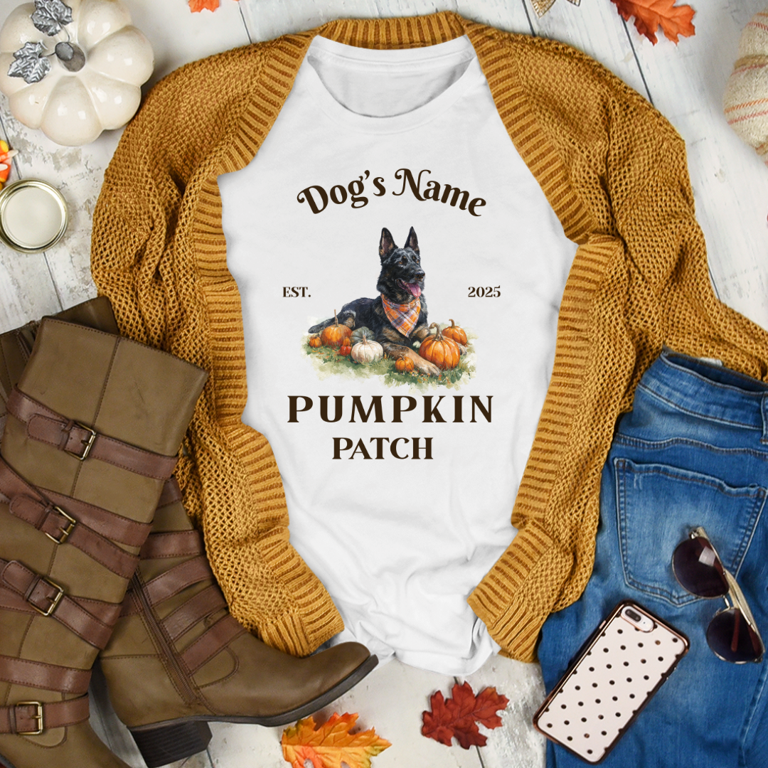 Custom Bi-Color German Shepherd Pumpkin Patch Shirt