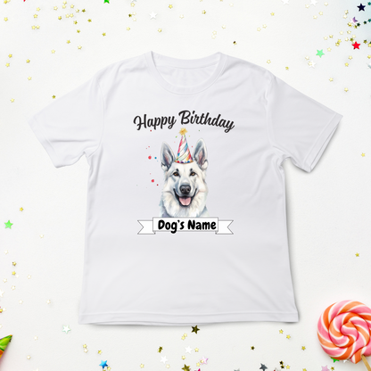 Custom Birthday White German Shepherd T-Shirt