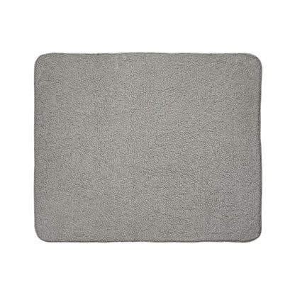 Gray backing of black German Shepherd Valentine's pink hearts fleece throw blanket