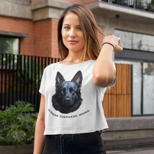 German Shepherd Mama Black GSD Crop Top