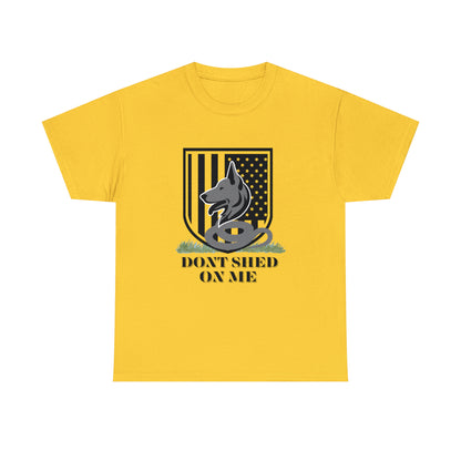 Yellow Don't Shed On Me funny German Shepherd men's t-shirt, patriotic parody design